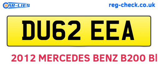 DU62EEA are the vehicle registration plates.