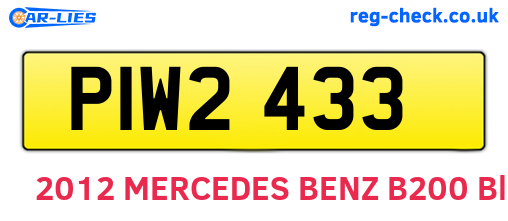 PIW2433 are the vehicle registration plates.