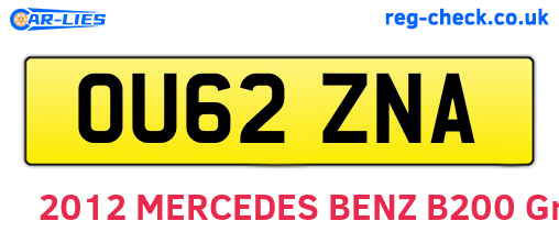 OU62ZNA are the vehicle registration plates.