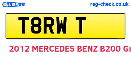 T8RWT are the vehicle registration plates.
