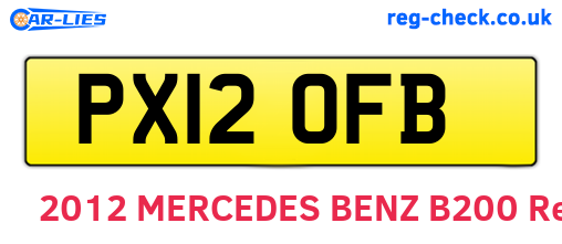 PX12OFB are the vehicle registration plates.