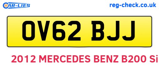 OV62BJJ are the vehicle registration plates.