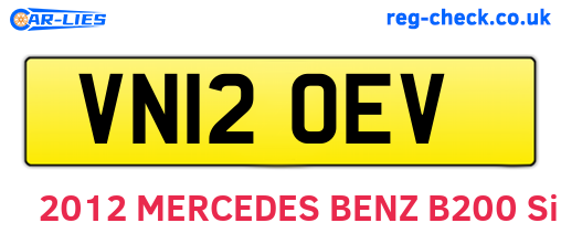 VN12OEV are the vehicle registration plates.
