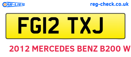 FG12TXJ are the vehicle registration plates.