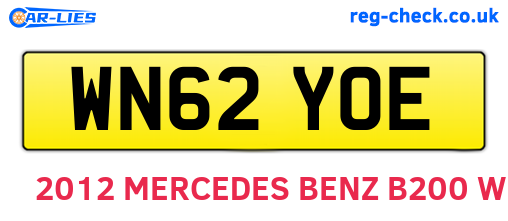 WN62YOE are the vehicle registration plates.