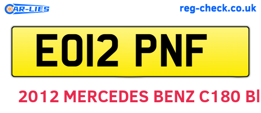 EO12PNF are the vehicle registration plates.