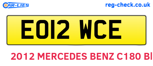 EO12WCE are the vehicle registration plates.