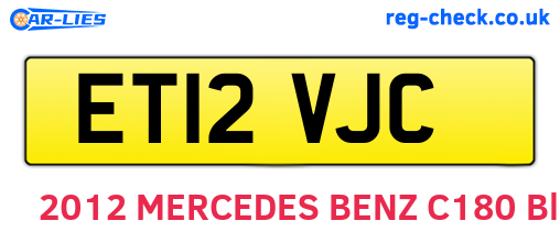 ET12VJC are the vehicle registration plates.
