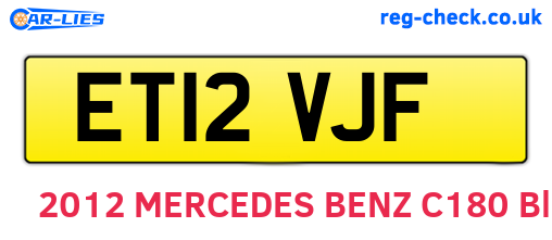 ET12VJF are the vehicle registration plates.