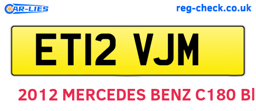 ET12VJM are the vehicle registration plates.