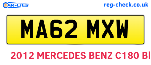 MA62MXW are the vehicle registration plates.