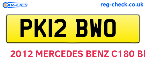 PK12BWO are the vehicle registration plates.