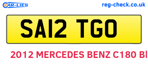 SA12TGO are the vehicle registration plates.