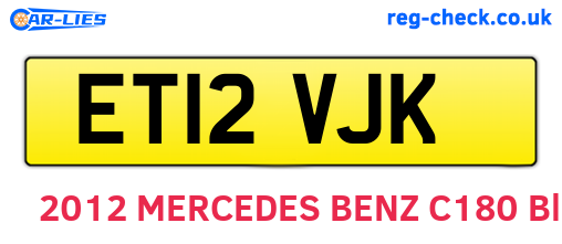 ET12VJK are the vehicle registration plates.