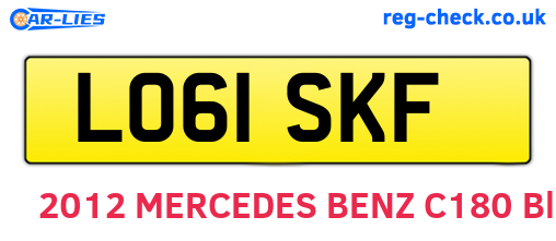 LO61SKF are the vehicle registration plates.
