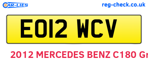 EO12WCV are the vehicle registration plates.