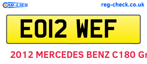 EO12WEF are the vehicle registration plates.
