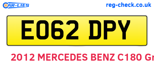 EO62DPY are the vehicle registration plates.
