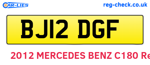 BJ12DGF are the vehicle registration plates.