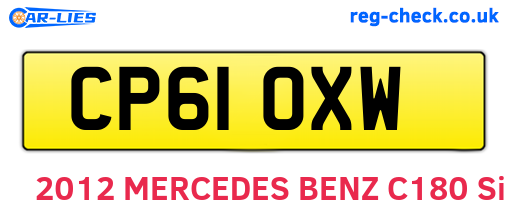 CP61OXW are the vehicle registration plates.