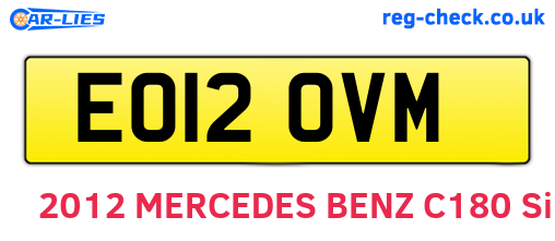 EO12OVM are the vehicle registration plates.