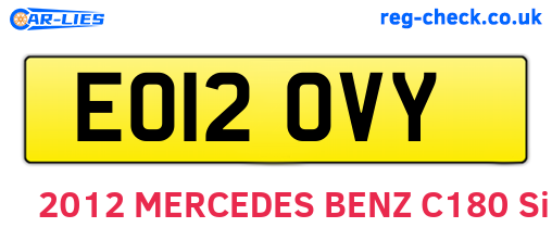 EO12OVY are the vehicle registration plates.