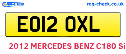 EO12OXL are the vehicle registration plates.