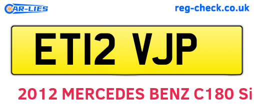 ET12VJP are the vehicle registration plates.