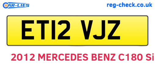 ET12VJZ are the vehicle registration plates.