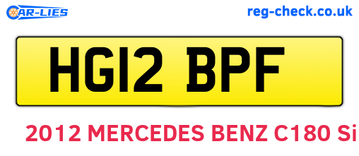 HG12BPF are the vehicle registration plates.