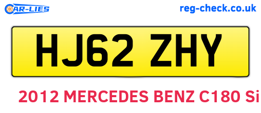 HJ62ZHY are the vehicle registration plates.