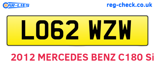 LO62WZW are the vehicle registration plates.