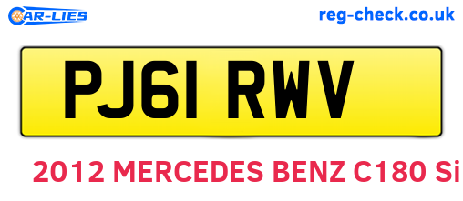 PJ61RWV are the vehicle registration plates.