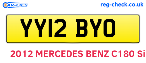 YY12BYO are the vehicle registration plates.