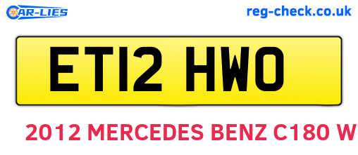 ET12HWO are the vehicle registration plates.