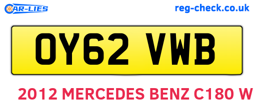 OY62VWB are the vehicle registration plates.