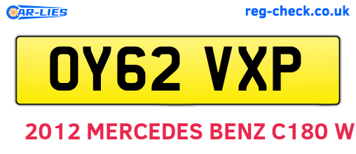 OY62VXP are the vehicle registration plates.