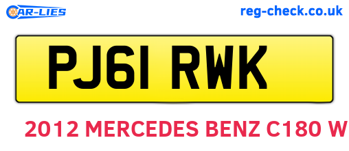 PJ61RWK are the vehicle registration plates.