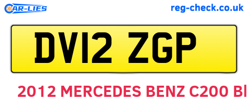 DV12ZGP are the vehicle registration plates.