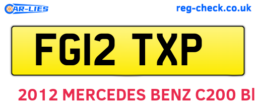 FG12TXP are the vehicle registration plates.