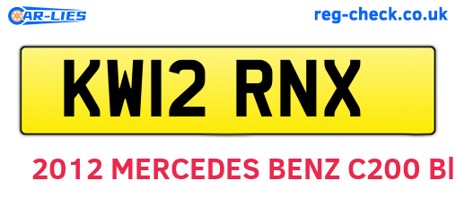 KW12RNX are the vehicle registration plates.