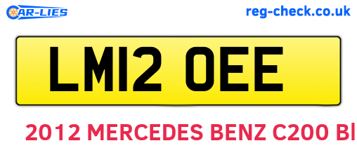 LM12OEE are the vehicle registration plates.