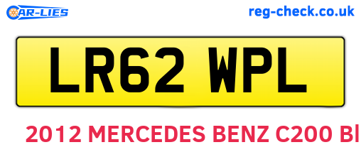 LR62WPL are the vehicle registration plates.