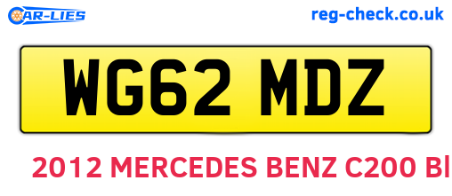 WG62MDZ are the vehicle registration plates.