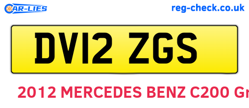 DV12ZGS are the vehicle registration plates.