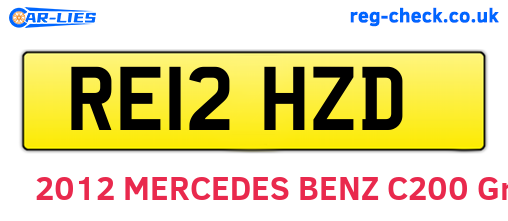RE12HZD are the vehicle registration plates.