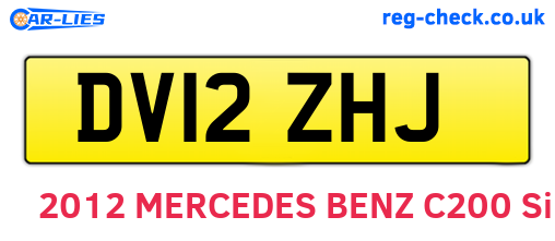 DV12ZHJ are the vehicle registration plates.