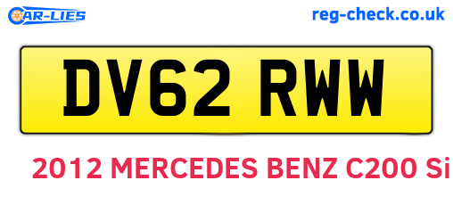 DV62RWW are the vehicle registration plates.