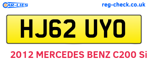 HJ62UYO are the vehicle registration plates.