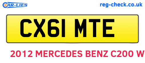 CX61MTE are the vehicle registration plates.
